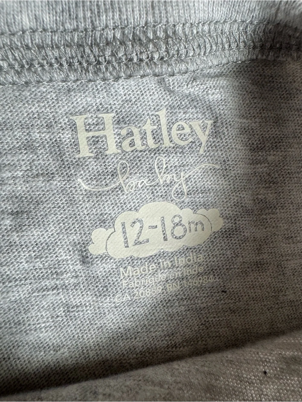 Hatley Baby Gray Pink Bunny Long Sleeve Top Size 12-18 Months